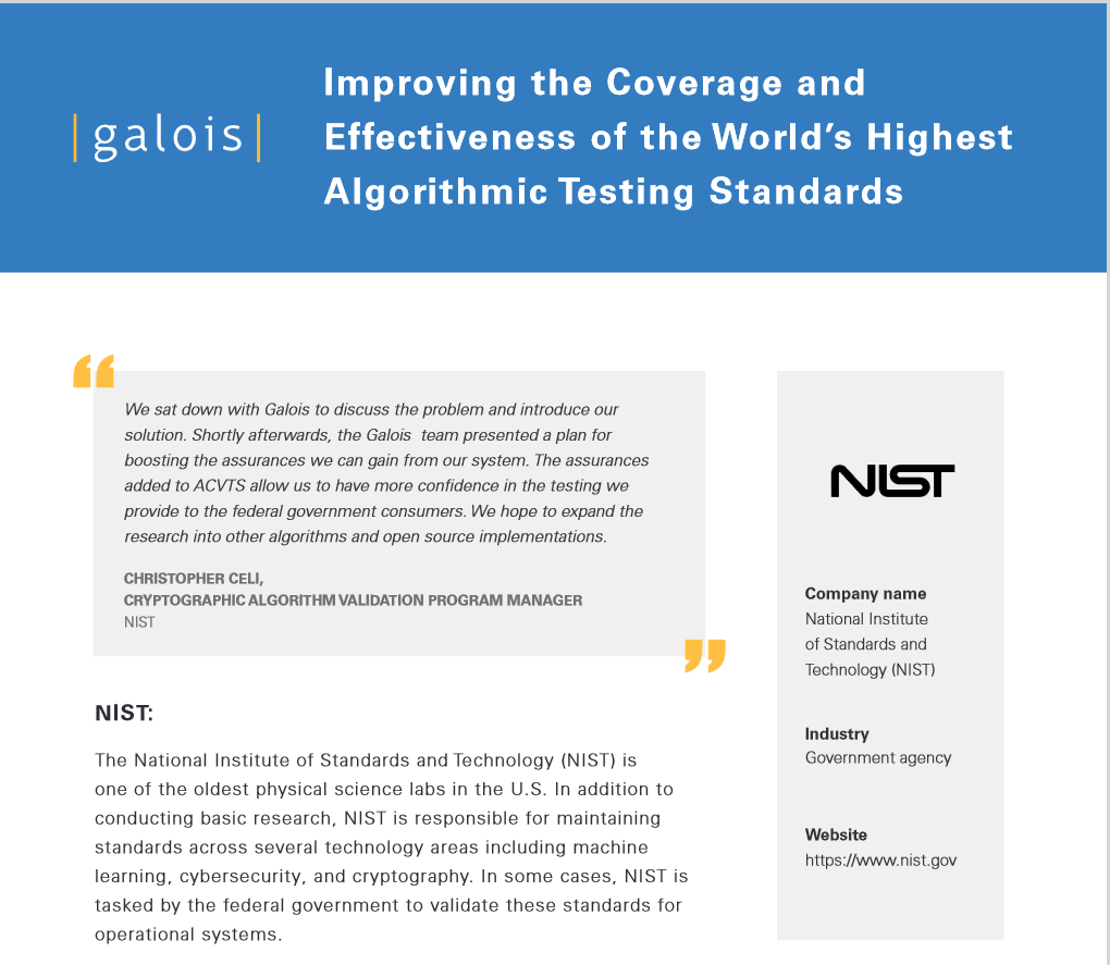 Galois NIST case study